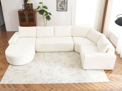 U-Shaped Oversized Modular Cloud Sectional Sofa With Deep Seat For Living Room