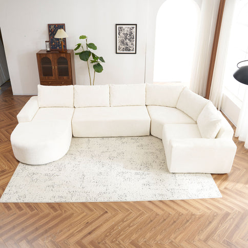 U-Shaped Oversized Modular Cloud Sectional Sofa With Deep Seat For Living Room