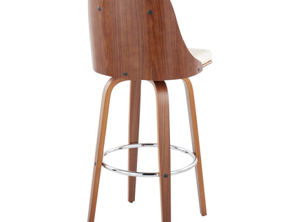 Gianna - Mid Century Modern Fixed Height Barstool With Swivel With Round Footrest (Set of 2)