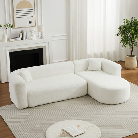 L - Shape Boneless Cloud Couch With 2 Throw Pillows For Living Room