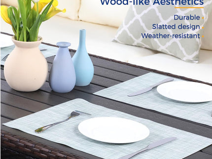 7 Piece Outdoor Dining Set With Cushions, Modular Sectional Sofa And Table