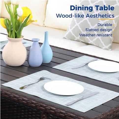 7 Piece Outdoor Dining Set With Cushions, Modular Sectional Sofa And Table
