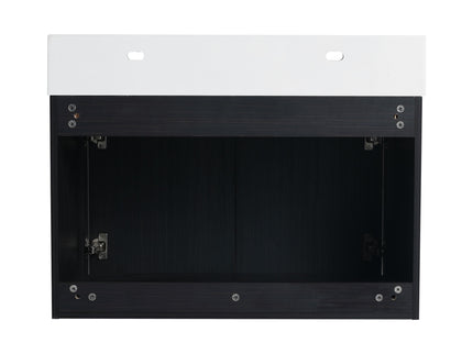 Modern Wall Mounted Bathroom Vanity With Thick Edge Resin Sink And Storage Rack