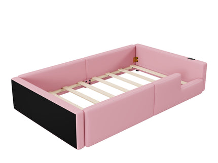 Platform Bed With Guardrail And Charging Station