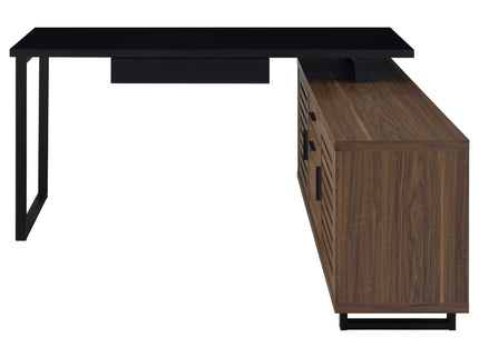 Rodger - L Shape Office Desk With Storage, Workstation For Home Or Office - Walnut