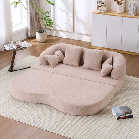 Foldable Sofa Bed, Boneless Couch Convertible Sleeper With 4 Pillows