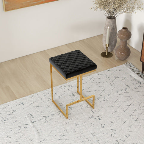 Joel - Upholstered Stool - Black / Gold