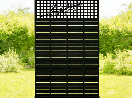 Outdoor / Indoor Divider With Freestanding Decorative Privacy Screen - Black