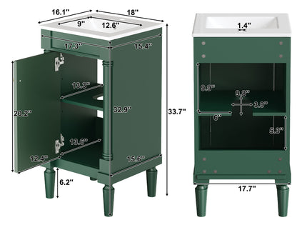 French Style Bathroom Cabinet With Sink, Adjustable Shelf