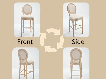 French Country Bar Chairs & Round Back (Set of 2)