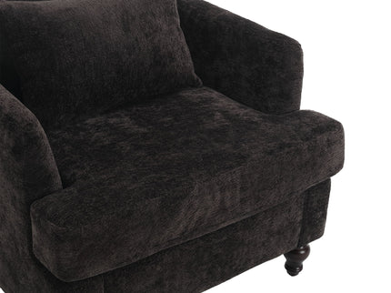 Modern Mid Century Wood Frame Armchair With Tufted Design