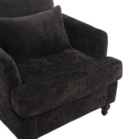 Modern Mid Century Wood Frame Armchair With Tufted Design