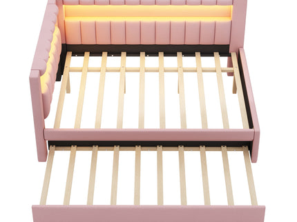 Upholstered Platform Bed With USB Ports And LED Belt