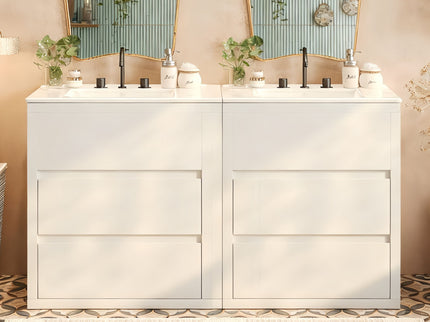Double Sinks Bathroom Vanity Set With 2 Ceramic Basins