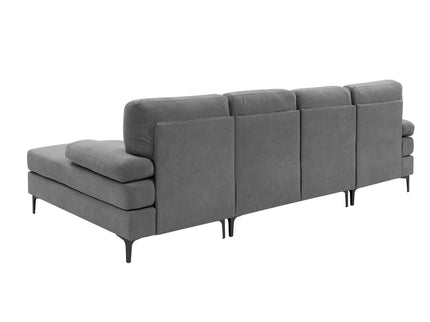 U - Shape Sectional With Legs, Pillow Top Arms - Dark Gray