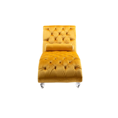 Chaise Lounge Indoor, Button Tufted Upholstered Chaise Lounge Chair With Pillow