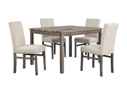 5 Piece Transitional Dining Set With Table And Upholstered Chairs