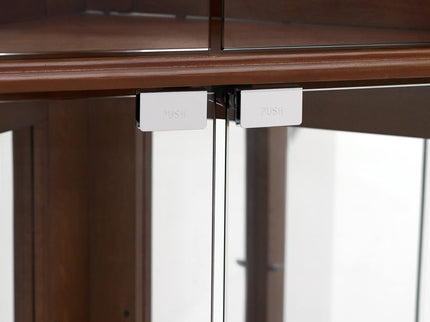 Corner Curio Dispaly Cabinet With Lights, Adjustable Tempered Glass Shelves, Mirrored Back (E26 Light Bulb Not Included)