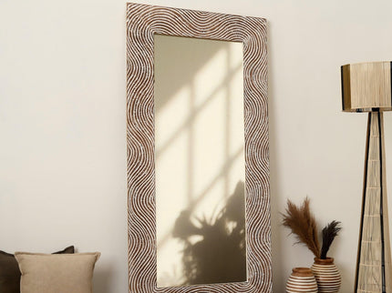 Handcarved Rectangle Mirror Accent With 3mm Glass - Antique White