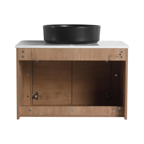 Wall Mounted Bathroom Vanity With Art Sink, 1 Storage Shelf, Soft Close Door