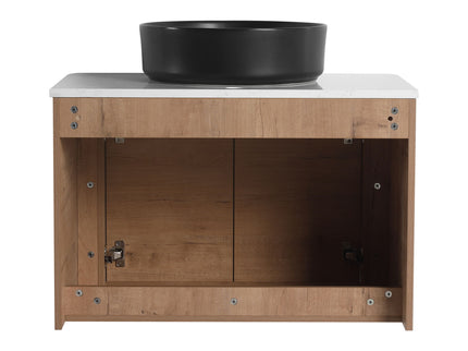 Wall Mounted Bathroom Vanity With Art Sink, 2 Storage Shelves, Soft Close Door
