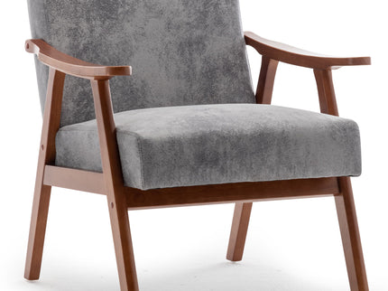 Mid Century Modern Accent Chair With Solid Wood Frame And Extra Thick Backrest