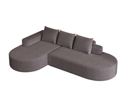 Modern Curved Sofa, L-Shaped Modular Sectional Set With 3 Pillows
