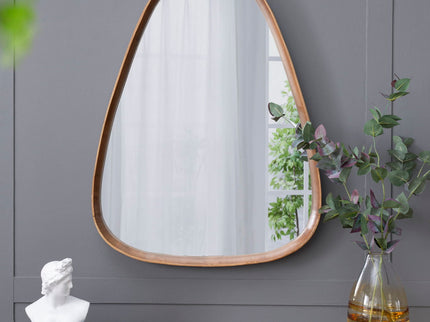 Irrgeular Mirror With Frame, Wall Mirror For Living Room Bathroom Entryway - Brown