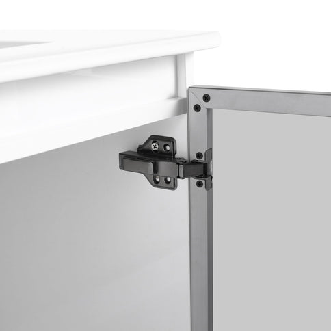Wall Mounted Bathroom Vanity With Sink, 2 Soft Close Doors, Cabinet & Half Door