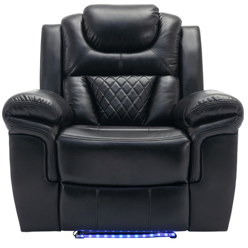 Home Theater Seating Manual Recliner Chair, Led Light Strip For Living Room - Black
