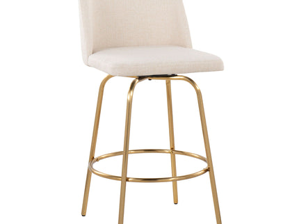 Toriano - Contemporary, Fixed Height Counter Stool With Swivel With Round Footrest (Set of 2)