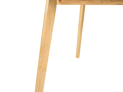Dining Table With Splayed Rubberwood Legs & Faux Wood Tabletop, Mid Century Modern - White Oak