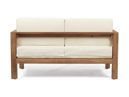 2 Piece Patio Set With Open-Back Loveseat And Coffee Table - Beige / Brown