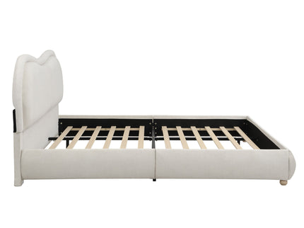 Upholstered Platform Bed Frame With Curved Headboard