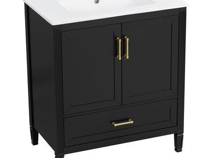 Elegant Fluted Bathroom Vanity With Sink, Soft Close Doors & Drawer