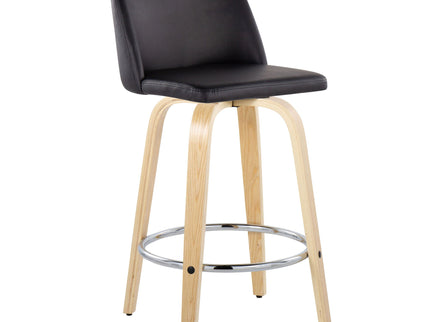 Toriano - Contemporary Fixed-Height Counter Stool With Swivel And Round Footrest (Set of 2)
