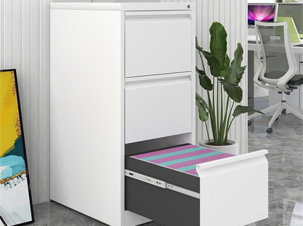Durable Metal 3 Drawer File Cabinet With Lock For Office Storage