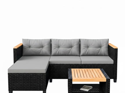 L-Shaped Patio Set With Cushions And Storage Table