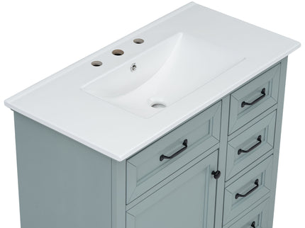 Bathroom Vanity With Sink, 2 Tip Out Drawers, Soft Close Hinges - Gray