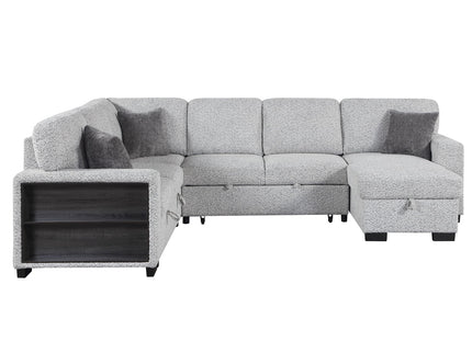 Giza - Modular Sectional Sofa With Sleeper, Storage, USB Charging - Gray