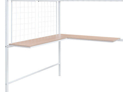 Loft Bed With Desk And Grid, Stylish Frame With Lateral Storage Ladder And Wardrobe