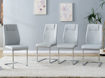 Modern Dining Chairs With Padded Seat, Metal Legs