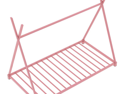 Metal House Platform Bed With Triangle Structure, Low Profile Design