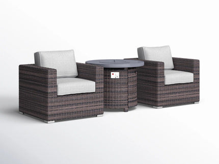 Rattan Patio Set With Comfortable Cushions And Fire Pit