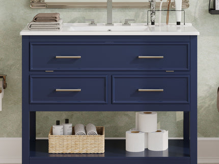 Bathroom Vanity With Ceramic Sink, Tip Out Tray & 2 Full Extension Drawers