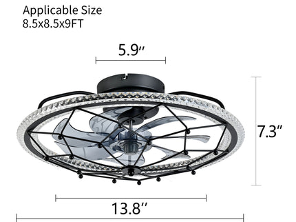 Ceiling Fan With Light And Remote Control, 6 Speeds, 3 Color Options - Matte Black