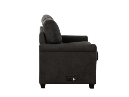 Convertible Twin Sleeper Sofa With USB Ports, 2 Seater Upholstered Loveseat - Dark Gray