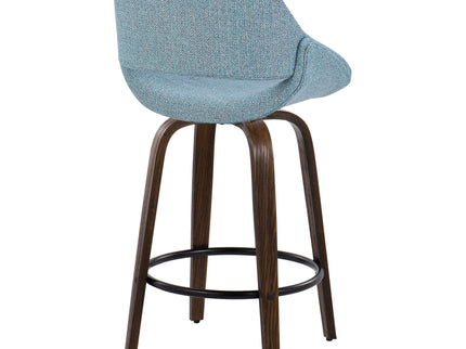 Fabrico - Mid Century Modern Fixed Height Counter Stool & Round Footrest (Set of 2)