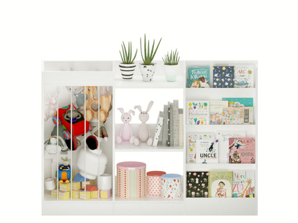 Bookshelf And Toy Storage, 3 Tier Montessori Bookcase With Stuffed Animal Organizer - White