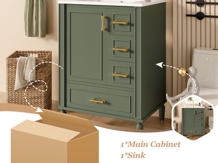 Modern Bathroom Vanity With Sink, Soft Close Doors, 3 Drawers